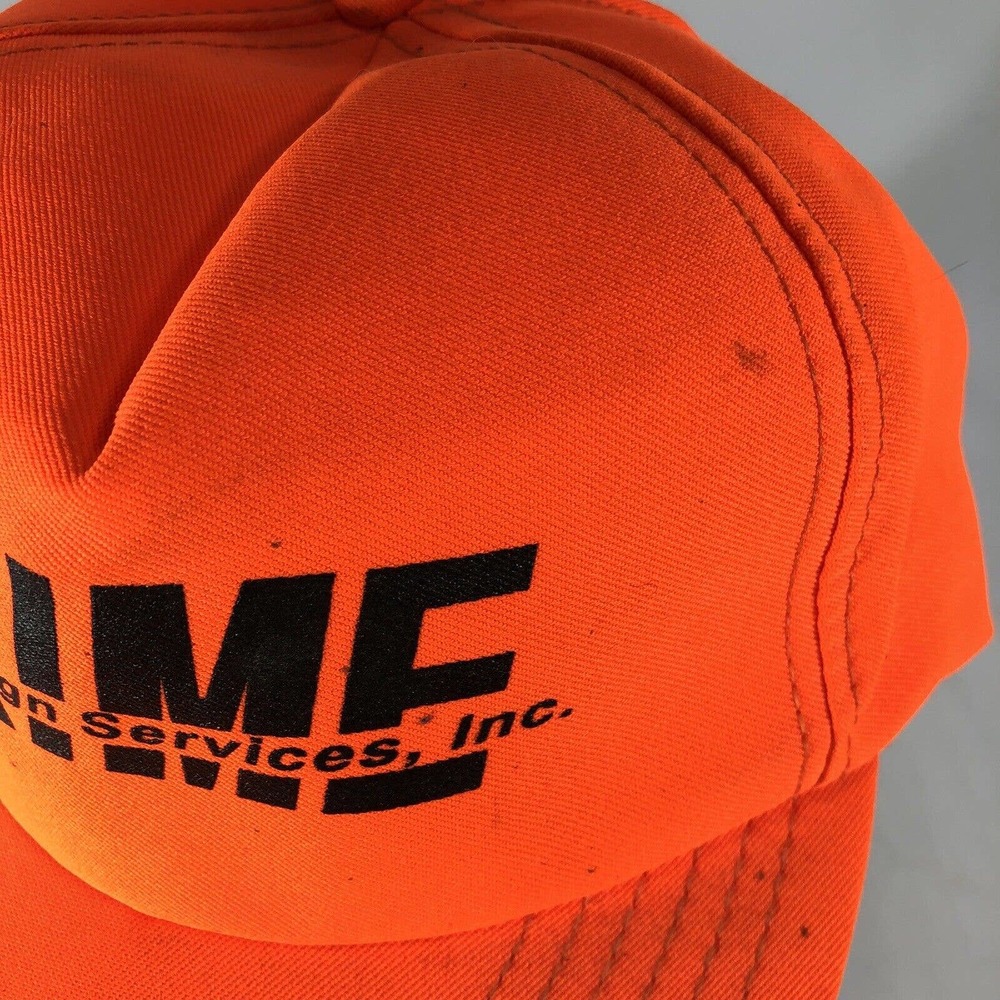 VINTAGE PRIME DESIGN SERVICES HAT CAP SNAPBACK NEON ORANGE USA MADE TRUCKER OSFM - Picture 14 of 14
